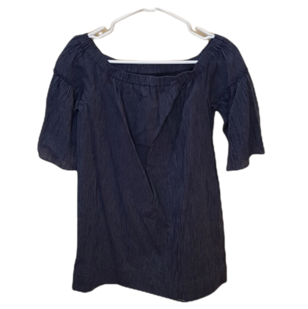 MADEWELL Dark Blue and Grey striped blouse